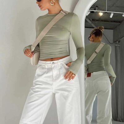 Fitted Seamless Tight Crop Tops T Shirt