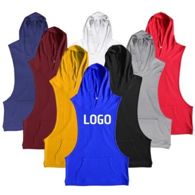 Men Fitness Sports Sleeveless Vest Hoodie Shirt